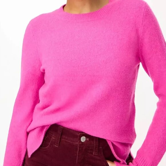 J. Crew NWT Women's Bright Pink Crewneck Sweater in Extra Soft Yarn Size Small - Picture 5 of 5